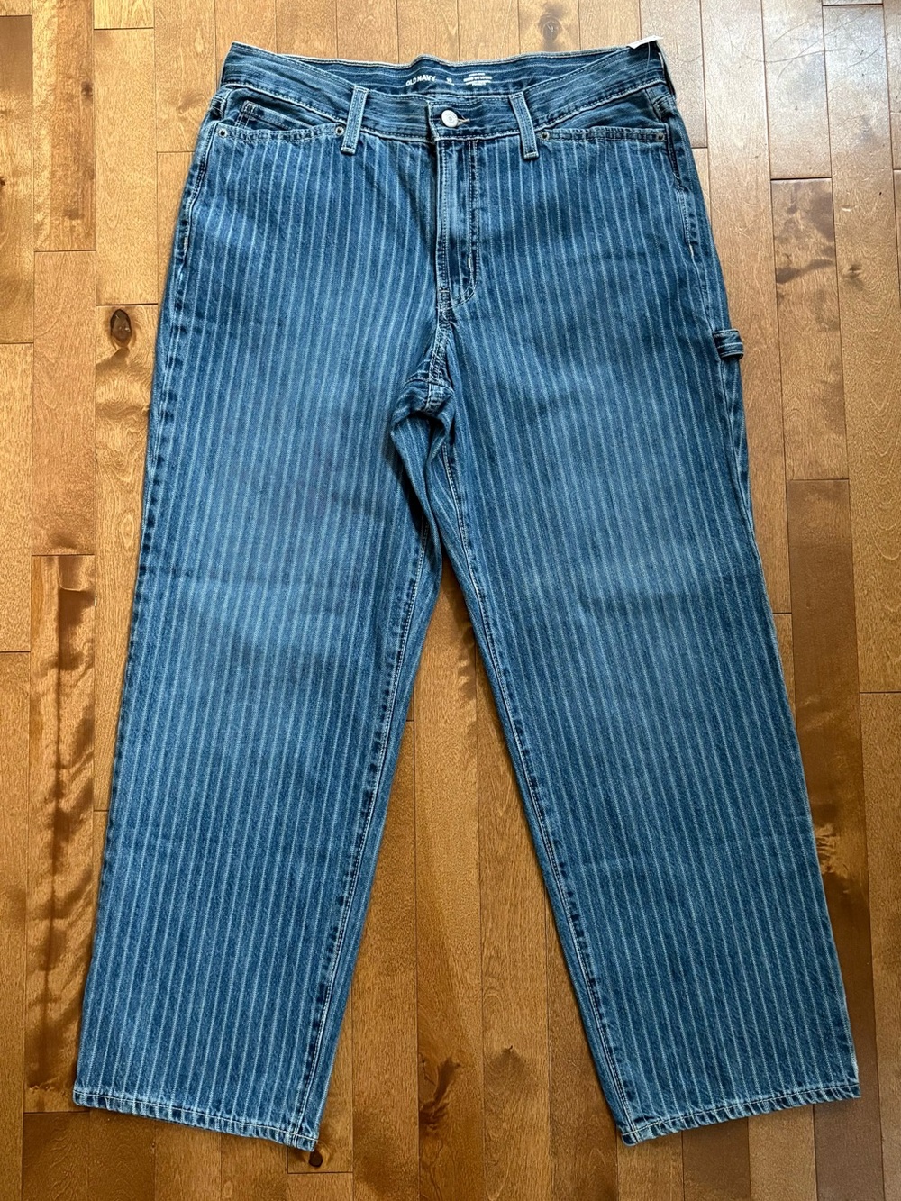 Old Navy High-Rise Rigid OG Loose Pinstripe Jeans Size 10 Petite NWT